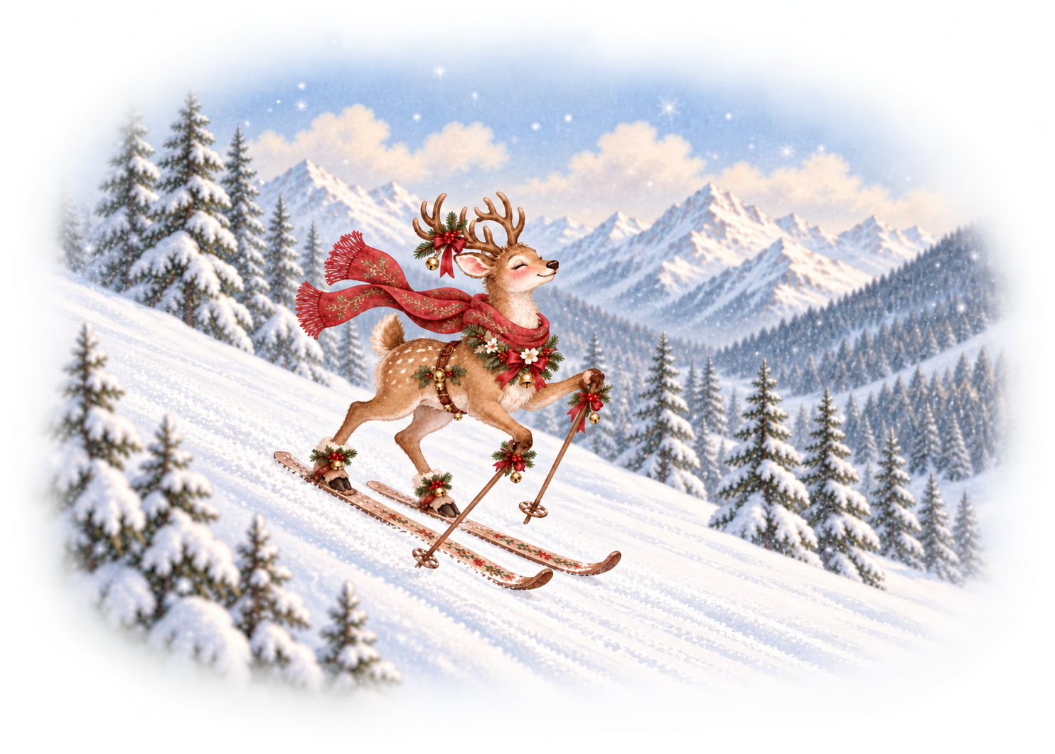 Skiing reindeer